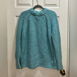 Vineyard Vines Capri Blue Cozy Fisherman Ribbed Sweater Wool Blend Size Large